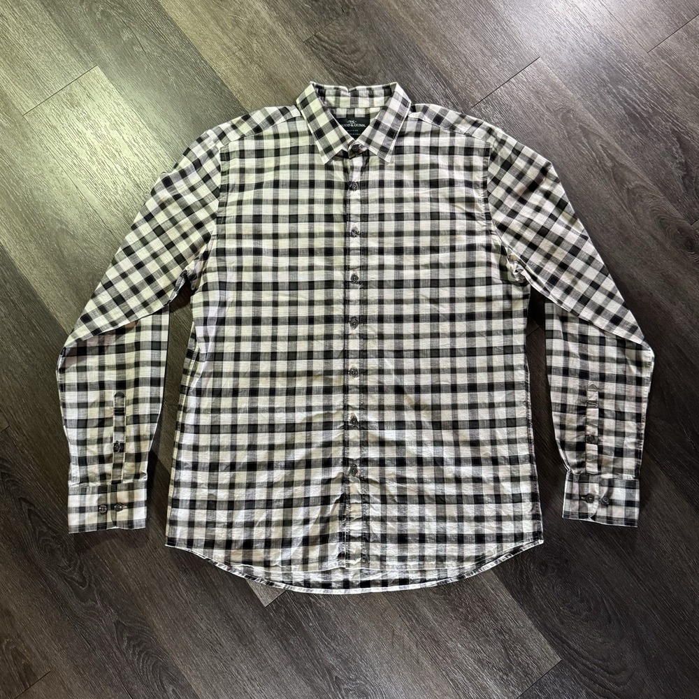 RODD &‎ GUNN XL MEN'S Gray PLAID SPORTS FIT CASUAL LIGHTWEIGHT SHIRT